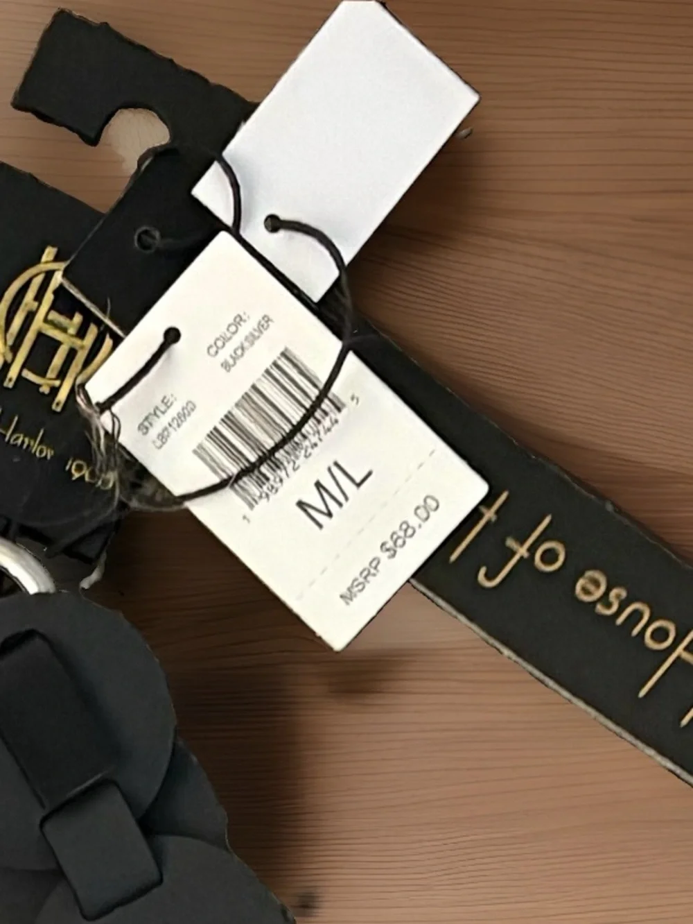 NWT House of Harlow 1960 Black Leather silver Disc Ring Link Belt Boho Size M/L